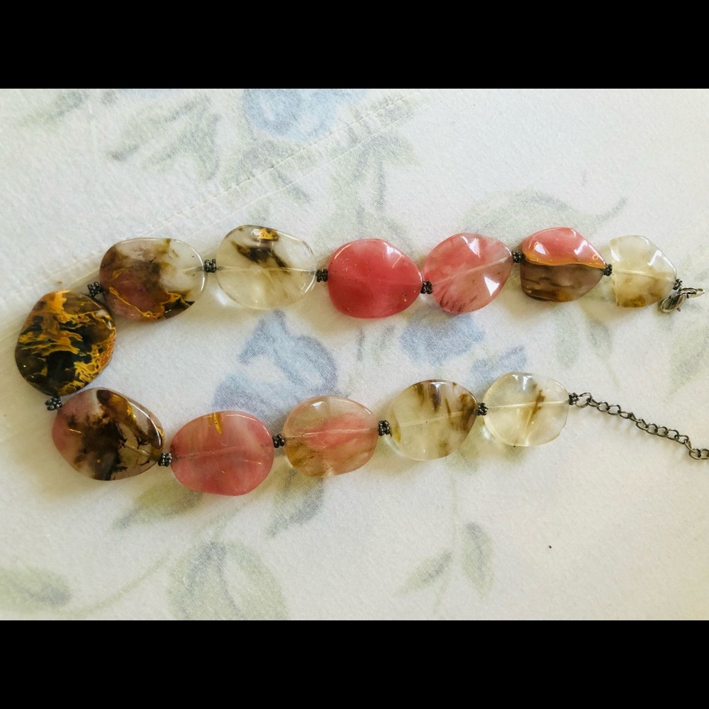 Beautiful Statement Necklace in Pinks and Ochre…